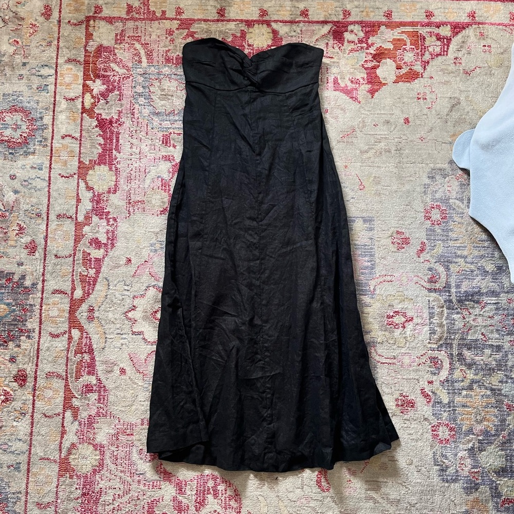 Madewell 100% Linen Cutout Strapless Midi Dress